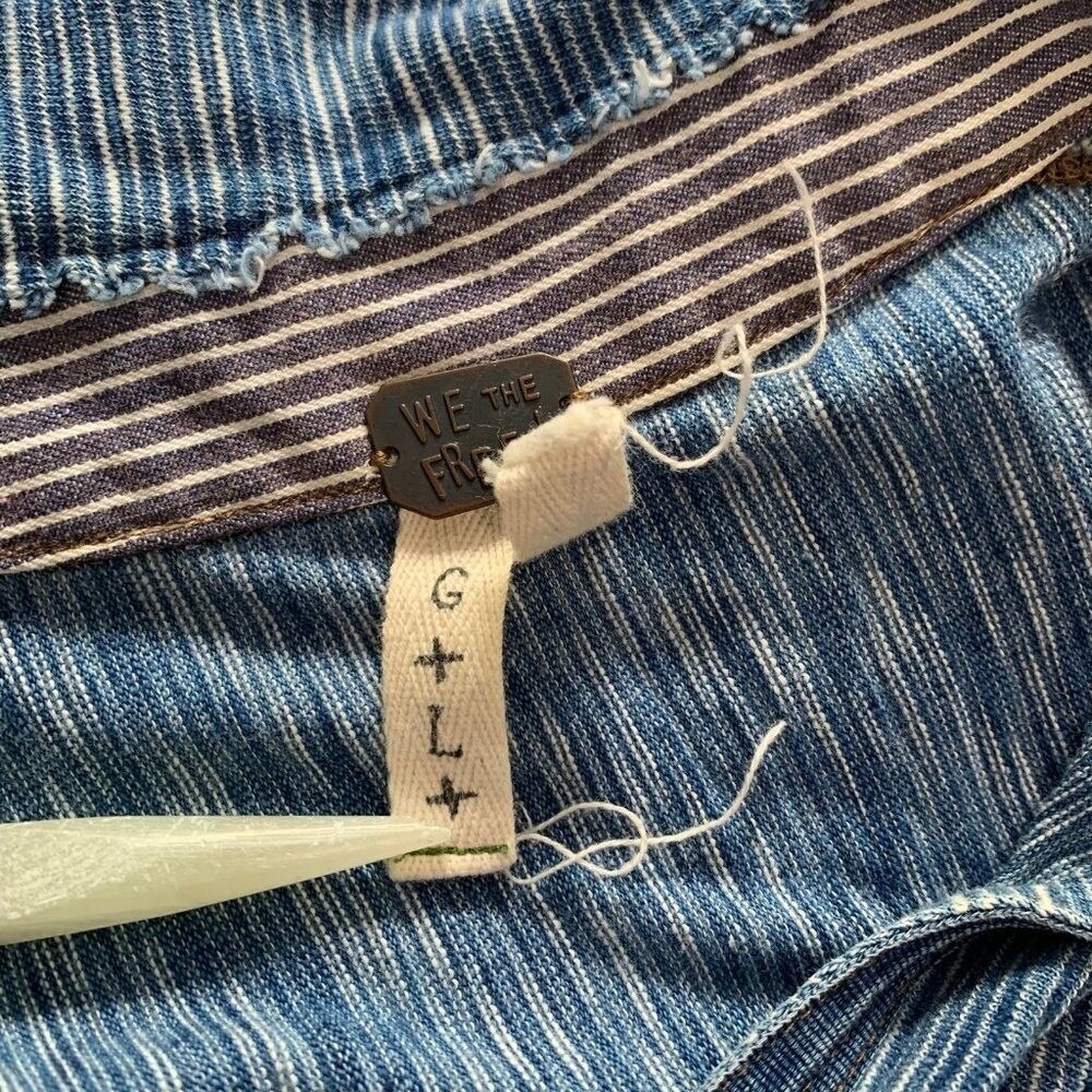 We The Free Free People Womens Oversized Denim Patchwork Tunic Ombre Blue Large - Picture 6 of 11